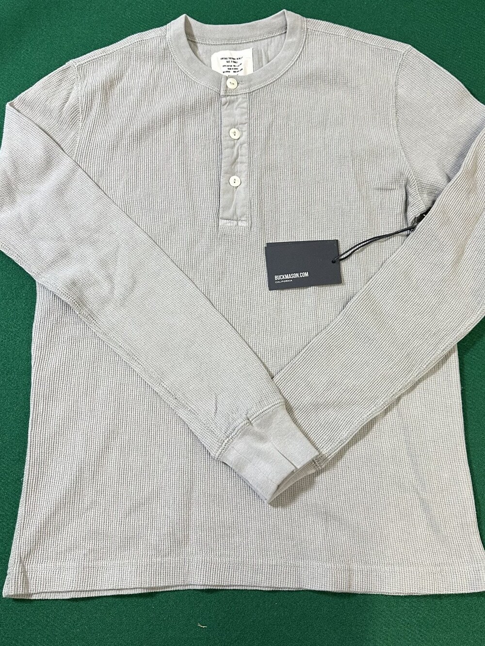 Buck Mason Vintage Thermal Henley Abbey Stone Venice Wash Mens XS MSRP 88 [EC32]